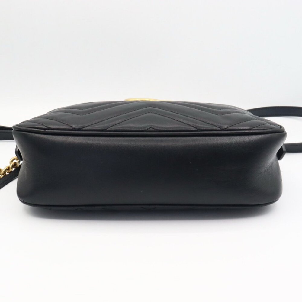 Authentic GUCCI Marmont GG Camera Bag Calfskin Crossbody Chain Shoulder Black - Picture 16 of 16